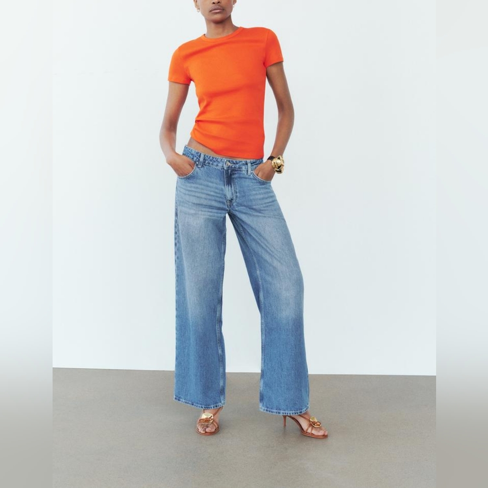 ZARA SHORT SLEEVE RIB TOP